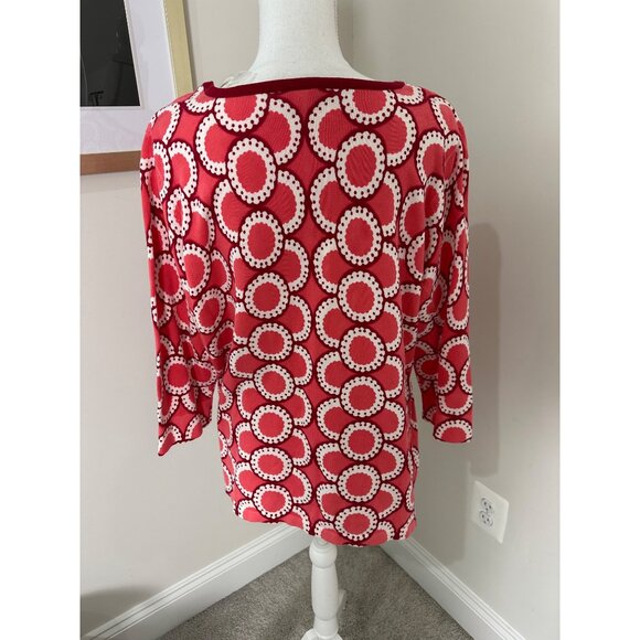 Isaac Mizrahi Live! Womens Red/White Geometric Button Front Cardigan Sweater 1X - Picture 5 of 13